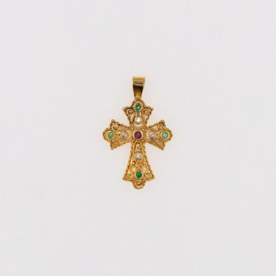 Εικόνα της Χρυσός K14 Σταυρός Βυζαντινού Ύφους