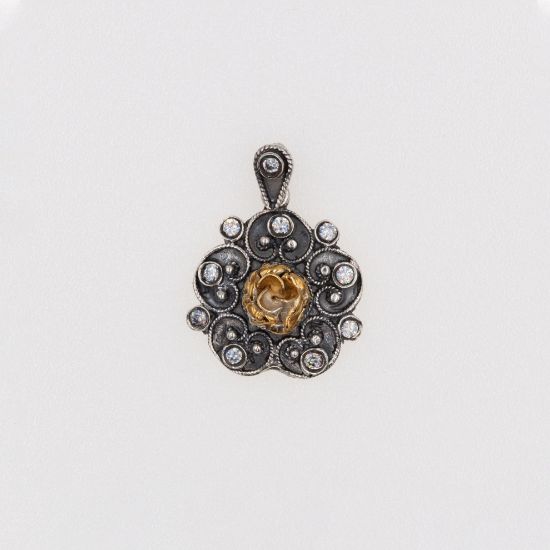 Εικόνα της Ασημένιο / Ασημένιο Επίχρυσο Μεταγιόν Ροδίτικου Ύφους