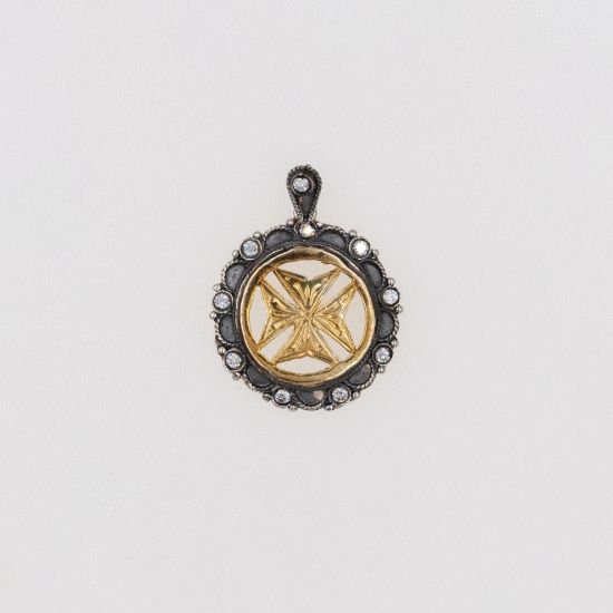 Εικόνα της Ασημένιο / Ασημένιο Επίχρυσο Μεταγιόν Ροδίτικου Ύφους