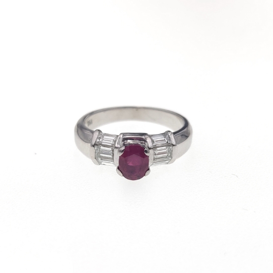 Εικόνα της Diamond White Gold K18 Ring with Rubin